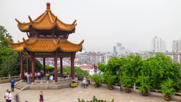 Wuhan China March 2010 Yellow Crane Tower Taoist Temple Ancient — Stock Video