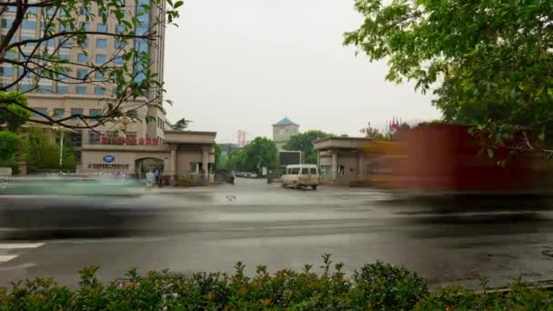 Tijd Lapse Beelden Van Wuhan Stad Met Drukke Verkeer China — Stockvideo