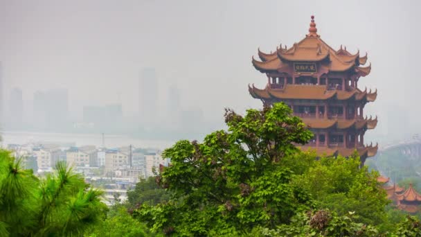Wuhan Čína Březen 2010 Věžový Jeřáb Žlutý Taoistický Chrám Starověké — Stock video