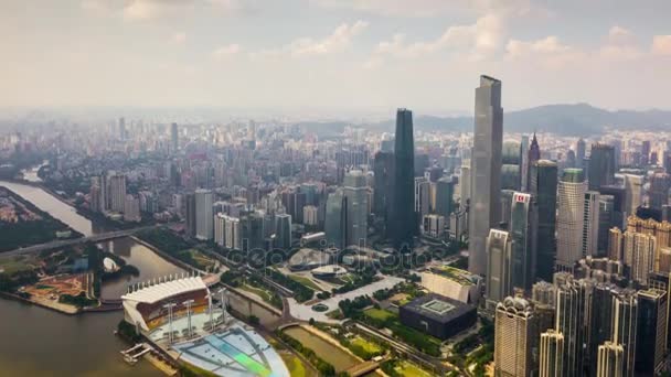 Dagtid Guangzhou Industristadsbild Antenn Panorama Timelapse Film Porslin — Stockvideo