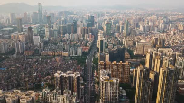 Giorno Guangzhou Paesaggio Urbano Industriale Panorama Aereo Timelapse Filmati Cina — Video Stock