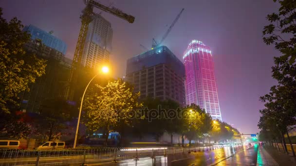 Ώρα Λήξη Πλάνα Της Πόλης Wuhan Απασχολημένος Traffic Κίνα — Αρχείο Βίντεο