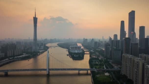 Den Guangzhou Průmyslové Město Letecké Panorama Timelapse Video Porcelán — Stock video