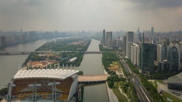 Dagtid Guangzhou Industristadsbild Antenn Panorama Timelapse Film Porslin — Stockvideo