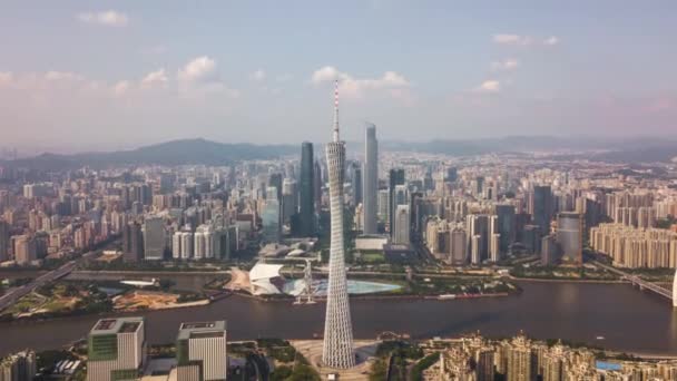 Dagtid Guangzhou Industristadsbild Antenn Panorama Timelapse Film Porslin — Stockvideo