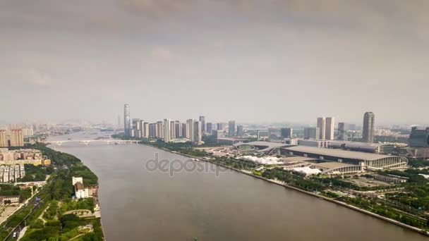 Jour Guangzhou Paysage Urbain Industriel Panorama Aérien Timelapse Images Chine — Video