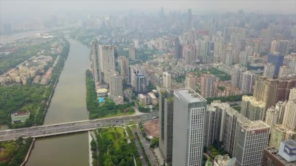 День Днем Гуанчжоу Індустріальна Цитарна Панорама Footage China — стокове відео