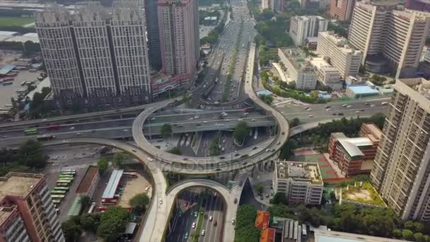 Tempo Giorno Guangzhou Traffico Paesaggio Urbano Panorama Aereo Timelapse Filmati — Video Stock