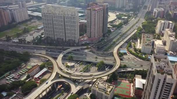 Hora Del Día Guangzhou Panorama Aéreo Paisaje Urbano Tráfico Timelapse — Vídeo de stock