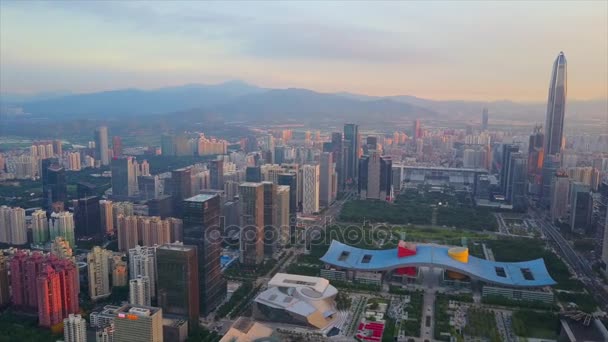 Shenzhen stadsgezicht luchtfoto panoram — Stockvideo