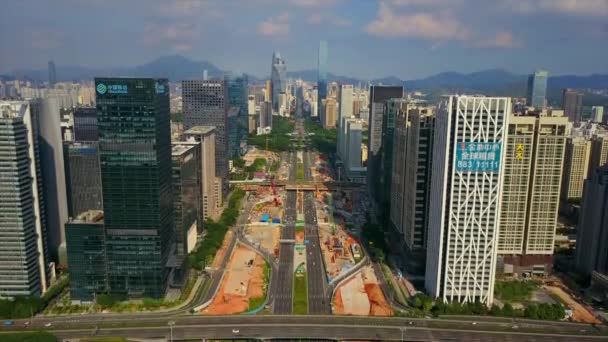 Panorama aéreo da paisagem urbana de Shenzhen — Vídeo de Stock