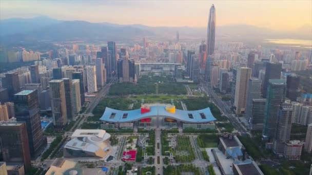 Panorama aéreo da paisagem urbana de Shenzhen — Vídeo de Stock