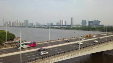 Guangzhou cityscape Rating hava panorama. 4 k görüntüleri Çin