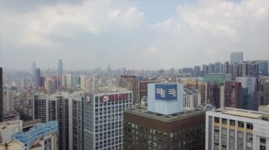 Gündüz vakti Guangzhou Endüstriyel Şehir Havası Panoraması. 4K Çin porseleni