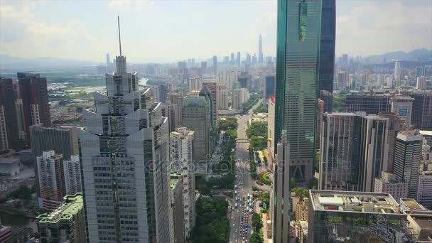 Shenzhen cityscape hava panoram — Stok video