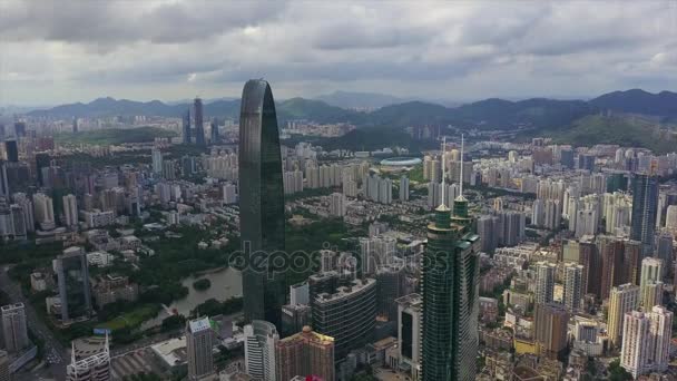 Shenzhen cityscape εναέρια panoram — Αρχείο Βίντεο