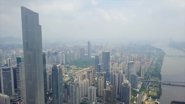 Gündüz Vakti Guangzhou Endüstriyel Şehir Havası Panoraması Çin Porseleni — Stok video