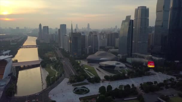 Dia Tempo Guangzhou Paisagem Urbana Industrial Panorama Aéreo Imagens China — Vídeo de Stock