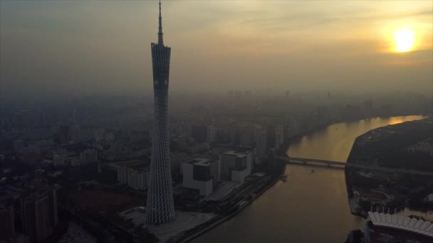 Jour Guangzhou Paysage Urbain Industriel Panorama Aérien Images Chine — Video