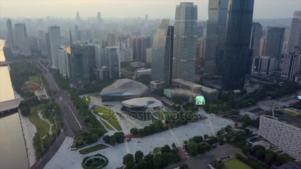 День Время Гуанчжоу Промышленной Городской Пейзаж Воздушной Панорамы Отснятый Материал — стоковое видео