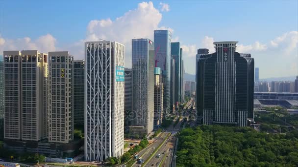 Panorama aéreo da paisagem urbana de Shenzhen — Vídeo de Stock