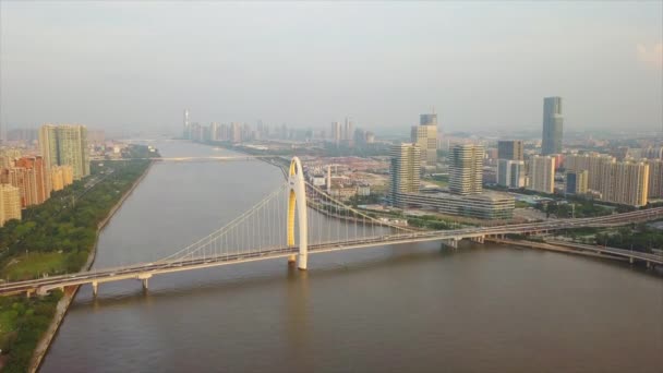 Dia Tempo Guangzhou Paisagem Urbana Industrial Panorama Aéreo Imagens China — Vídeo de Stock