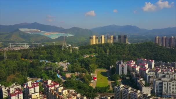 Shenzhen paisaje urbano panorámica aérea — Vídeo de stock