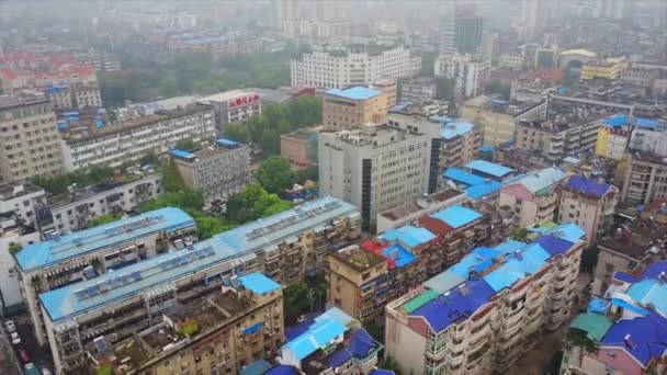 Día Nublado Wuhan Yangtze Paisaje Urbano Ribera Del Río Panorama — Vídeos de Stock