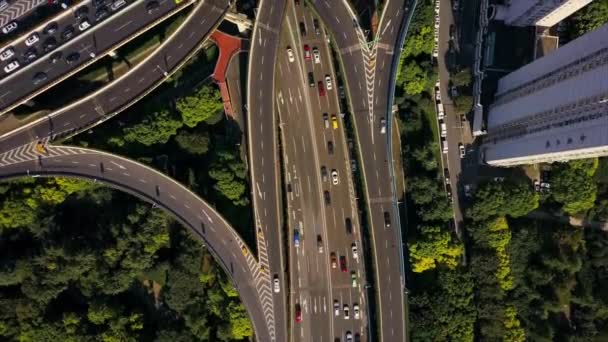 Dag Tijd Verkeer Shanghai Stadsgezicht Luchtfoto Panorama China — Stockvideo