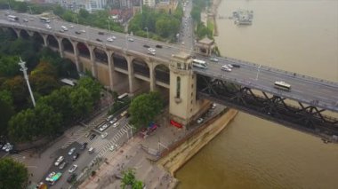 Gün zaman Wuhan city Rating hava üstten görünüm 4k Çin