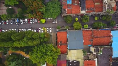 Gün zaman Wuhan city Rating hava üstten görünüm 4k Çin