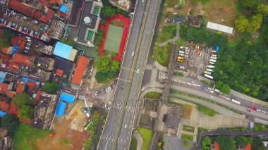Gün zaman Wuhan city Rating hava üstten görünüm 4k Çin