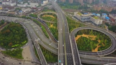 Gün zaman Wuhan city Rating hava üstten görünüm 4k Çin