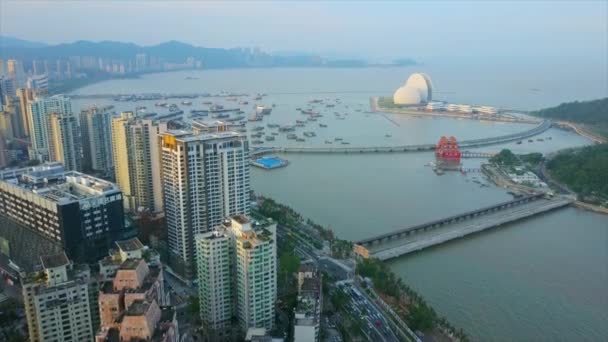 Vista aérea de la ciudad de zhuhai — Vídeos de Stock