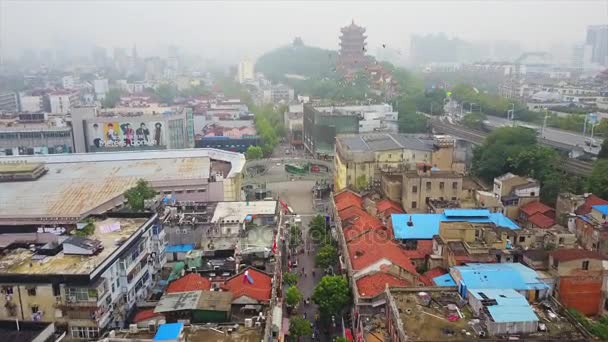 Den Čas Wuhan City Dopravní Letecký Pohled Shora Čína — Stock video