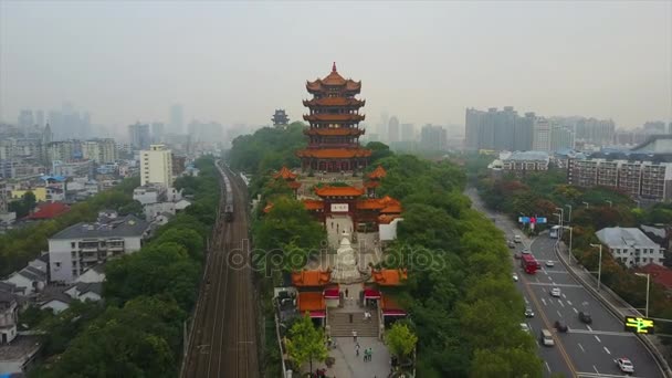 Giorno Tempo Wuhan Città Traffico Aereo Vista Dall Alto Porcellana — Video Stock