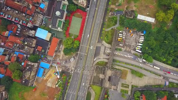 日时间武汉城市交通鸟瞰图4K — 图库视频影像