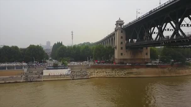 Ημέρα Ώρα Wuhan City Κυκλοφορίας Εναέρια Θέα Πάνω Κίνα — Αρχείο Βίντεο