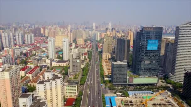 Tráfico Diurno Shanghai Paisaje Urbano Panorama Aéreo China — Vídeos de Stock