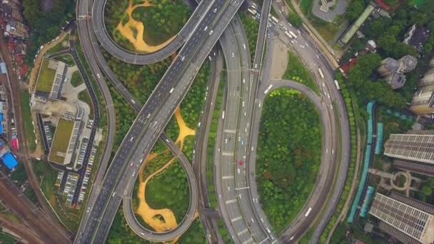 日时间武汉城市交通鸟瞰图4K — 图库视频影像