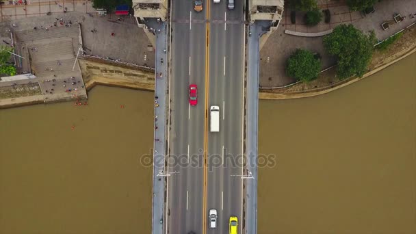 Día Tiempo Wuhan Ciudad Tráfico Aéreo Vista Superior China — Vídeo de stock