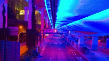 Gece saat timelapse trafik Şanghay '. Cityscape hava panorama 4k Çin