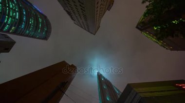 gece ışıklı ünlü cityscape hava panorama 4 k Çin shanghai