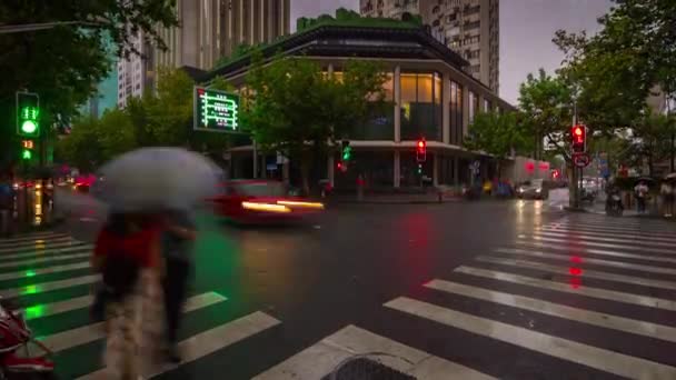 Gece Saat Trafik Şanghay Sokaklarında Timelapse Görüntüleri Çin — Stok video