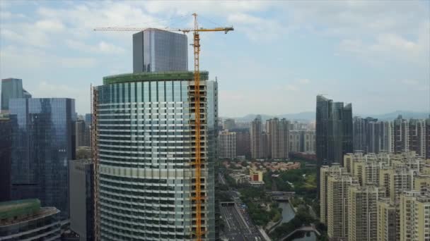 Hari Waktu Guangzhou Industri Pemandangan Kota Panorama Udara Cakupan — Stok Video