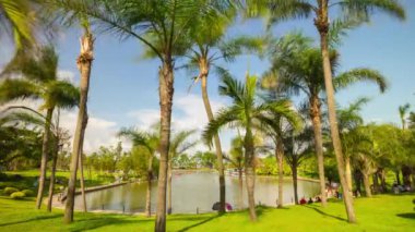 güneşli bir gün tatil zhuhai şehir ünlü jingshan Parkı Gölü Panoraması 4k timelapse Çin