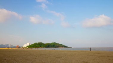 gün zaman zhuhai city beach hava panorama 4k Çin