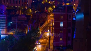 Gece saat timelapse trafik Şanghay '. Cityscape hava panorama 4k Çin