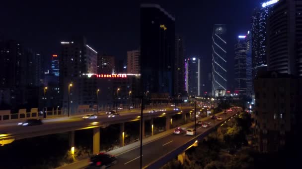 Noční Guangzhou Průmyslové Město Letecké Panorama Video Porcelán — Stock video