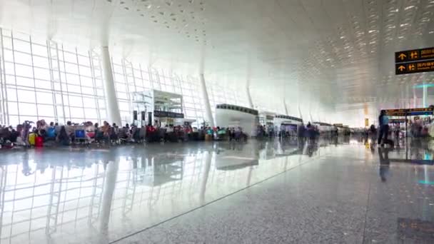 Shanghai China Time Lapse Van Mensen Haast Treinstation Snelle Beweging — Stockvideo